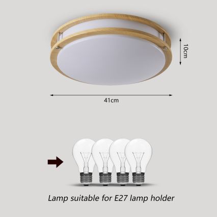 Brilagi - Candeeiro de tecto ELARO 4xE27/40W/230V Ø 41 cm acabamento com efeito madeira