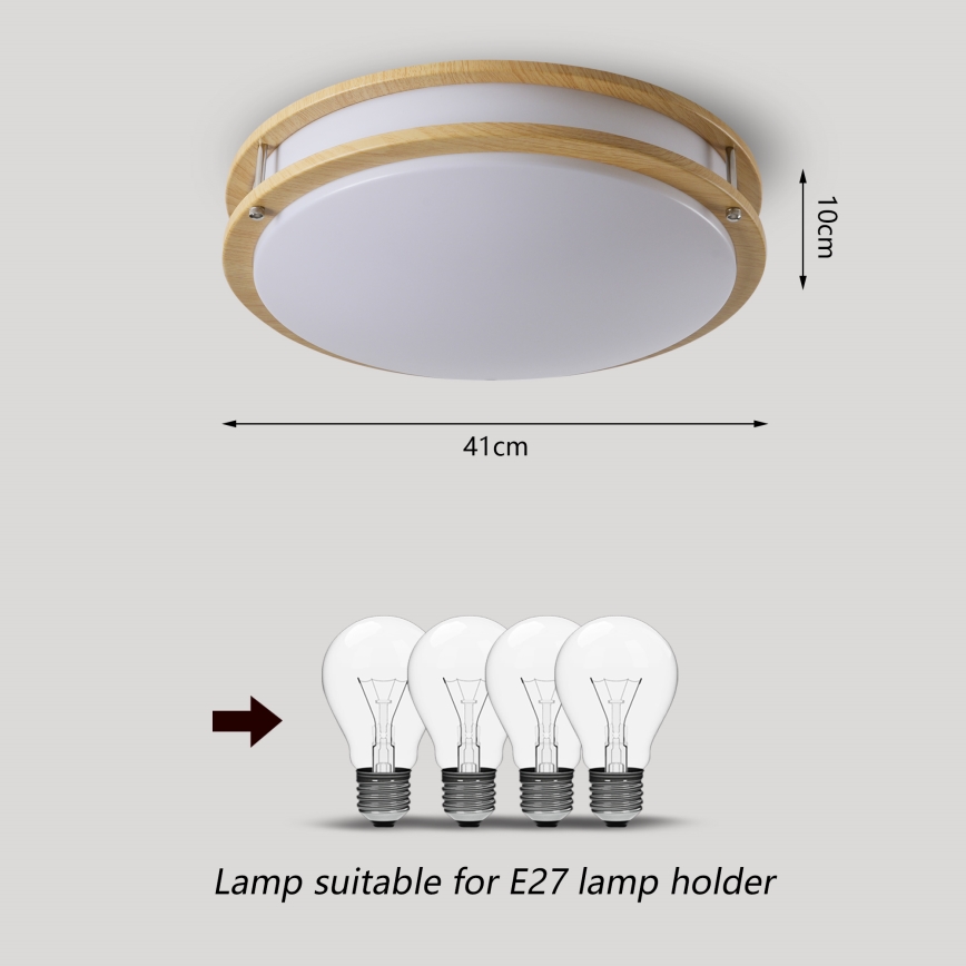 Brilagi - Candeeiro de tecto ELARO 4xE27/40W/230V Ø 41 cm acabamento com efeito madeira