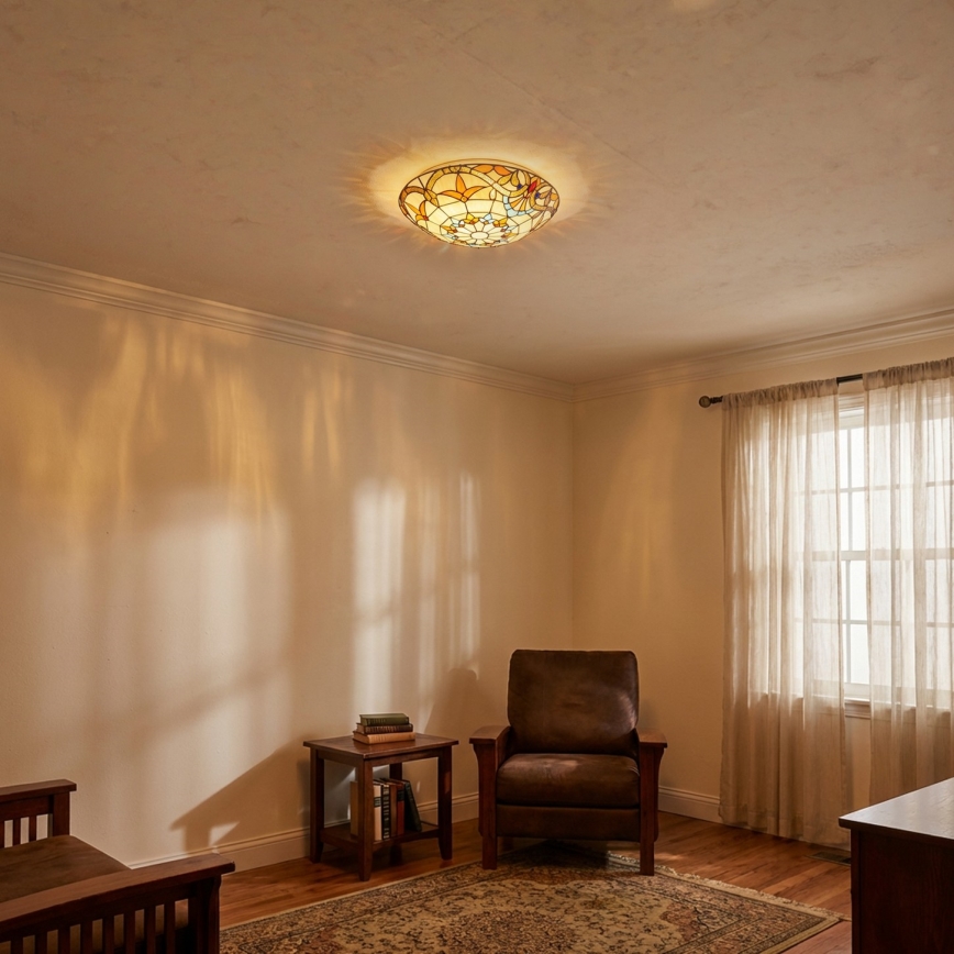Brilagi - Candeeiro de tecto em vitral estilo Tiffany MIRABELLA 2xE27/60W/230V Ø 40 cm