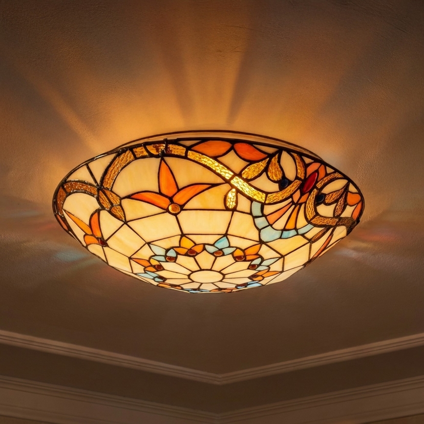 Brilagi - Candeeiro de tecto em vitral estilo Tiffany MIRABELLA 2xE27/60W/230V Ø 40 cm