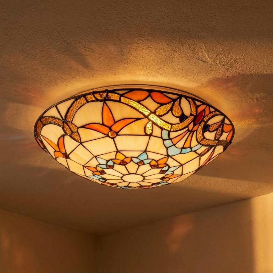 Brilagi - Candeeiro de tecto em vitral estilo Tiffany MIRABELLA 2xE27/60W/230V Ø 40 cm