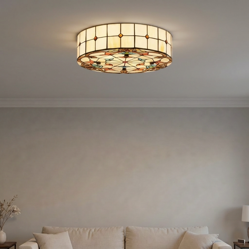 Brilagi - Candeeiro de tecto estilo Tiffany em vitral MIRABELLA 3xE27/60W/230V, diâmetro 40 cm