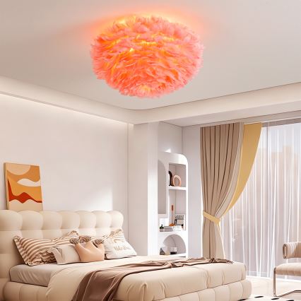 Brilagi - Candeeiro de tecto FEATHER 3xE27/40W/230V diâmetro 50 cm rosa