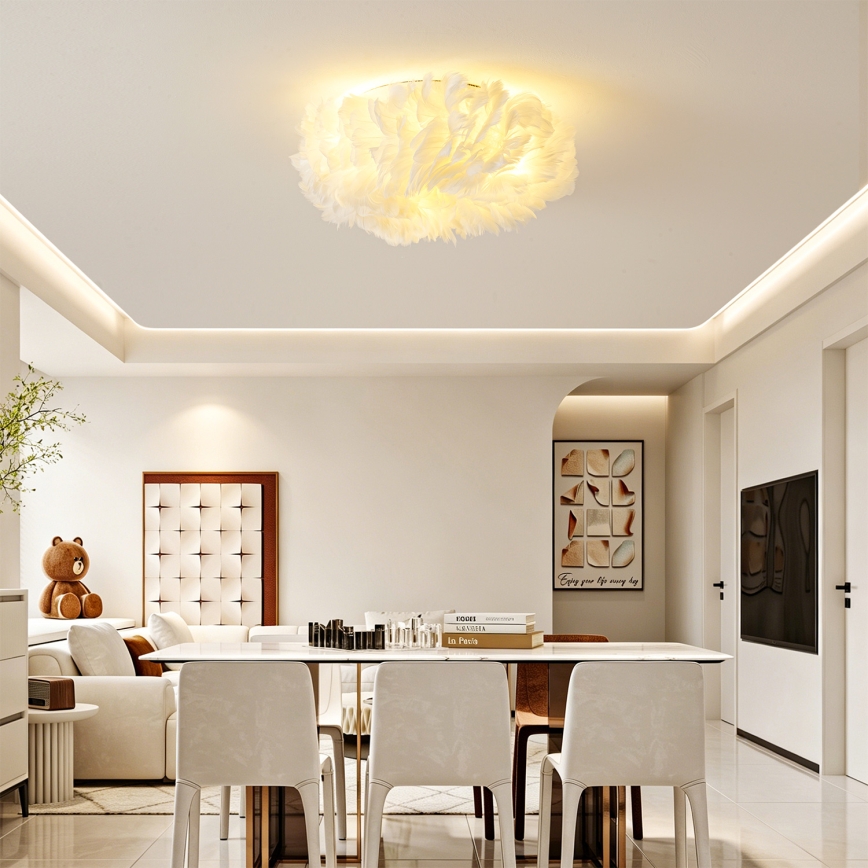 Brilagi - Candeeiro de tecto FEATHER 3xE27/40W/230V Ø 40 cm branco