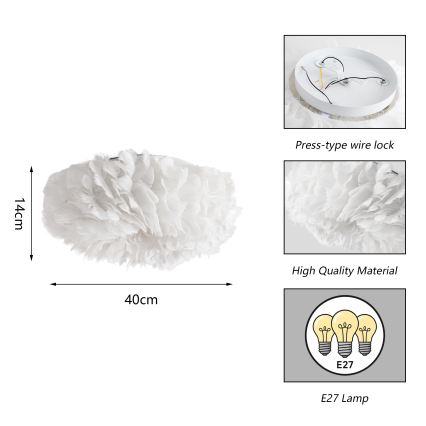 Brilagi - Candeeiro de tecto FEATHER 3xE27/40W/230V Ø 40 cm branco