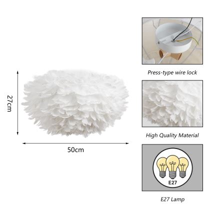 BRILAGI - Candeeiro de tecto FEATHER 3xE27/40W/230V Ø 50 cm branco