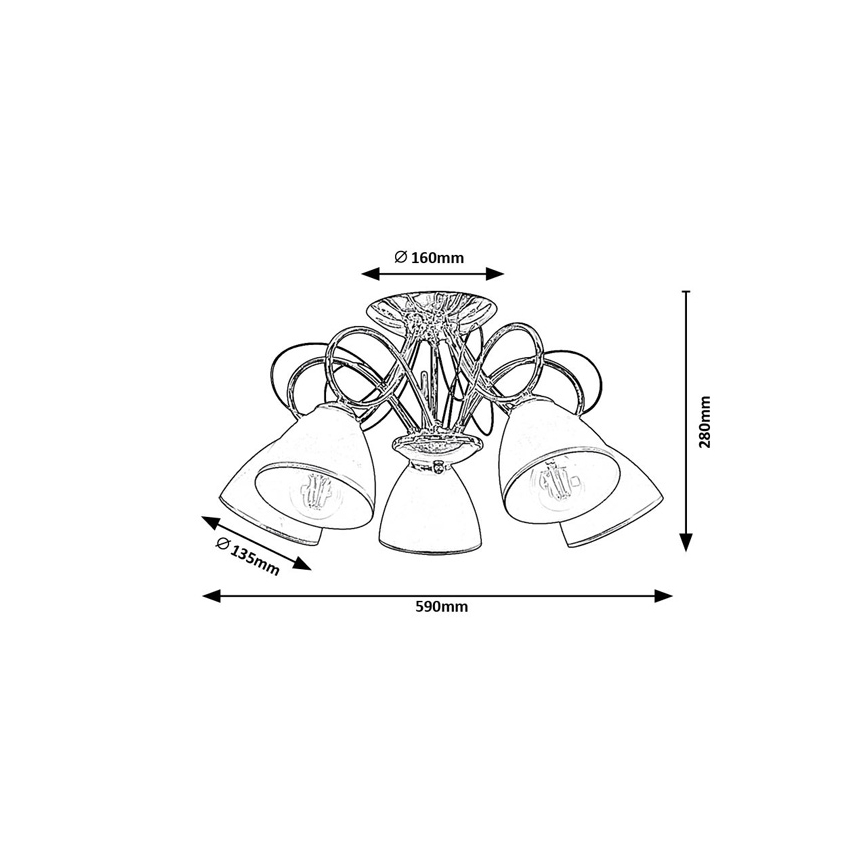 Brilagi - Candeeiro de tecto fixo FRED 5xE27/60W/230V diâmetro 59 cm cromado brilhante