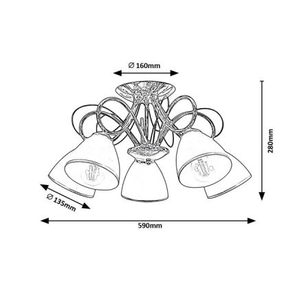 Brilagi - Candeeiro de tecto fixo FRED 5xE27/60W/230V diâmetro 59 cm cromado brilhante