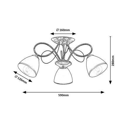 Brilagi - Candeeiro de tecto FRED 3xE27/60W/230V Ø 59 cm cromado polido