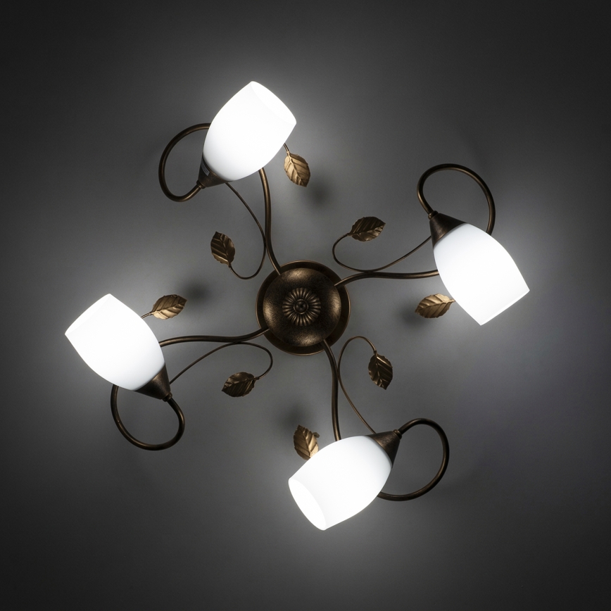 BRILAGI - Candeeiro de tecto GRACE 4xE27/40W/230V diâmetro 68 cm pátina/cobre