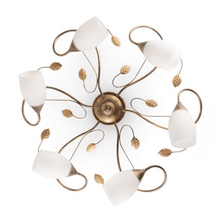 BRILAGI - Candeeiro de tecto GRACE 6xE27/40W/230V Ø 79 cm pátina/cobre