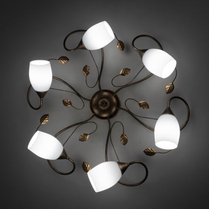 BRILAGI - Candeeiro de tecto GRACE 6xE27/40W/230V Ø 79 cm pátina/cobre