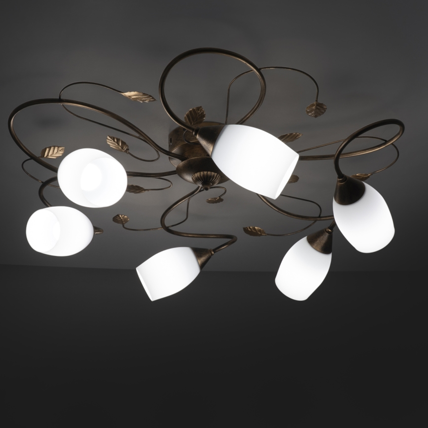 BRILAGI - Candeeiro de tecto GRACE 6xE27/40W/230V Ø 79 cm pátina/cobre