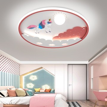 Brilagi - Candeeiro de tecto infantil LED regulável UNICORN LED/68W/230V 3000-6000K Ø 49 cm + comando remoto