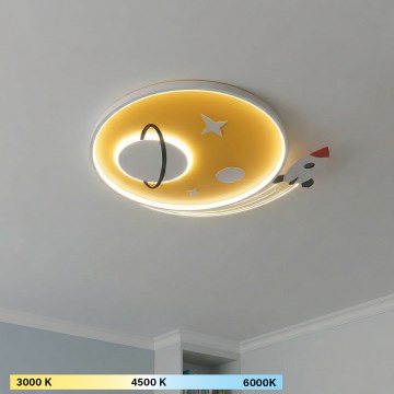 Brilagi - Candeeiro de tecto infantil STARSHIP LED/64W/230V 3000/4500/6000K amarelo