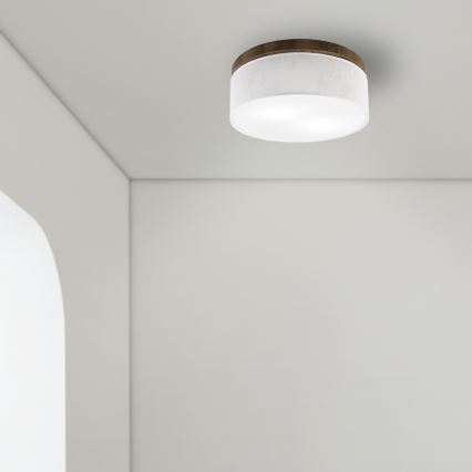 BRILAGI - candeeiro de tecto LED BELLADONNA 2xE27/15W/230V Ø 40 cm branco/carvalho nogueira