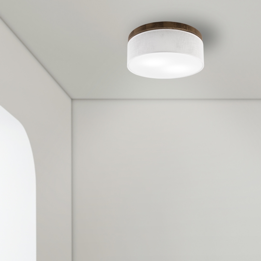 BRILAGI - candeeiro de tecto LED BELLADONNA 2xE27/15W/230V Ø 40 cm branco/carvalho nogueira
