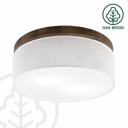 BRILAGI - candeeiro de tecto LED BELLADONNA 2xE27/15W/230V Ø 40 cm branco/carvalho nogueira