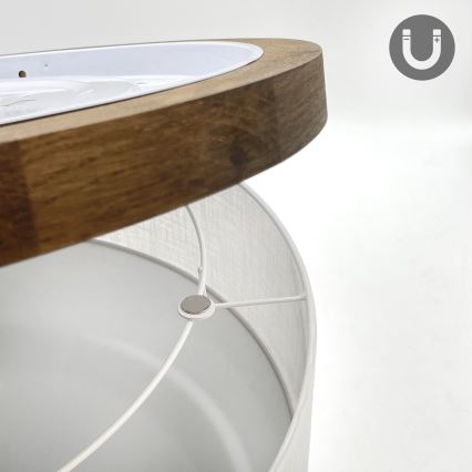 BRILAGI - candeeiro de tecto LED BELLADONNA 2xE27/15W/230V Ø 40 cm branco/carvalho nogueira