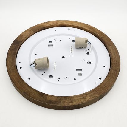 BRILAGI - candeeiro de tecto LED BELLADONNA 2xE27/15W/230V Ø 40 cm branco/carvalho nogueira