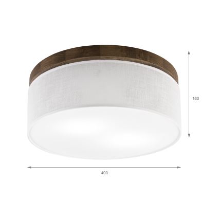 BRILAGI - candeeiro de tecto LED BELLADONNA 2xE27/15W/230V Ø 40 cm branco/carvalho nogueira