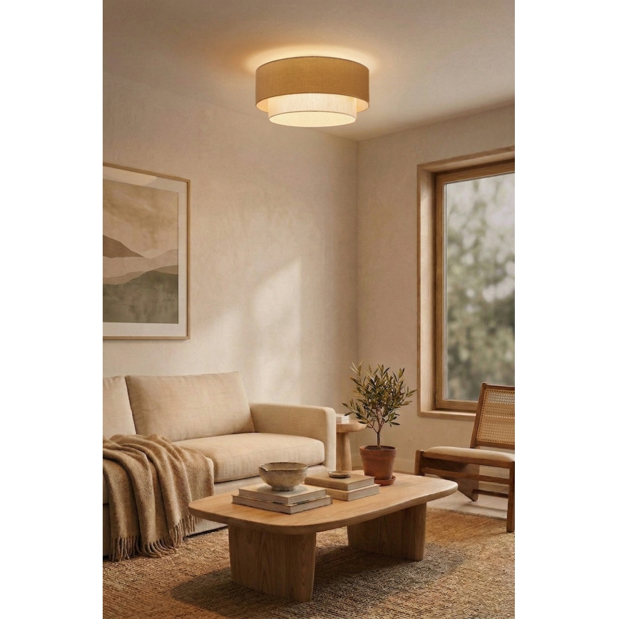 Brilagi - Candeeiro de tecto LED BOHO ECO 1xE27/10W/230V Ø 40 cm bege/creme