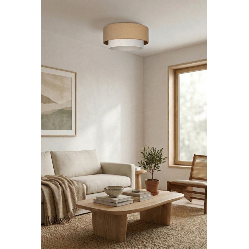 Brilagi - Candeeiro de tecto LED BOHO ECO 1xE27/10W/230V Ø 40 cm bege/creme
