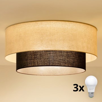 Brilagi - Candeeiro de tecto LED BOHO STYLE 3xE27/15W/230V Ø 60 cm creme/castanho