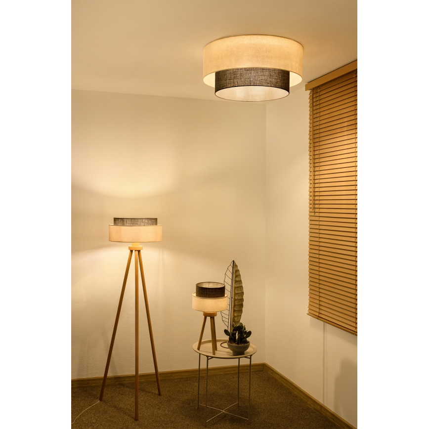 Brilagi - Candeeiro de tecto LED BOHO STYLE 3xE27/15W/230V Ø 60 cm creme/castanho