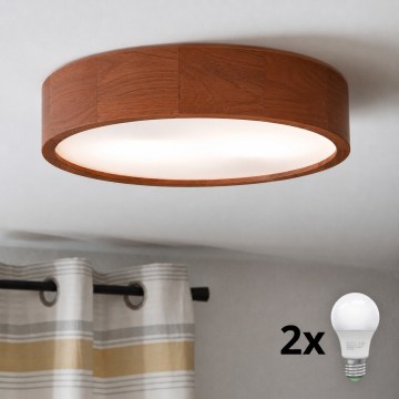 Brilagi - Candeeiro de tecto LED CARVALHO 2xE27/15W/230V carvalho cereja diâmetro 37 cm