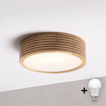Brilagi - Candeeiro de tecto LED CARVALHO MODERN 1xE27/60W/230V, diâmetro 27,5 cm, acabamento em carvalho