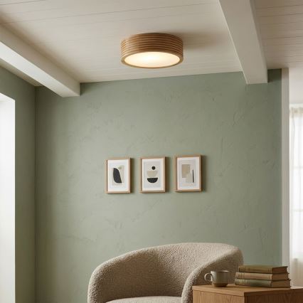 Brilagi - Candeeiro de tecto LED CARVALHO MODERN 1xE27/60W/230V, diâmetro 27,5 cm, acabamento em carvalho
