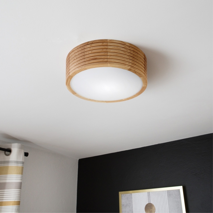 Brilagi - Candeeiro de tecto LED CARVALHO MODERN 1xE27/60W/230V, diâmetro 27,5 cm, acabamento em carvalho