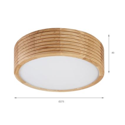 Brilagi - Candeeiro de tecto LED CARVALHO MODERN 1xE27/60W/230V, diâmetro 27,5 cm, acabamento em carvalho