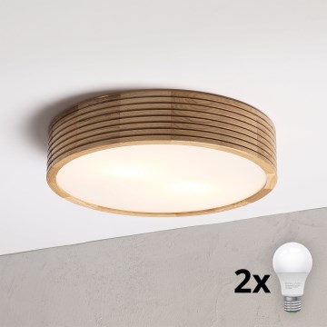 Brilagi - Candeeiro de tecto LED CARVALHO MODERN, 2xE27/60W/230V, Ø 37,5 cm, carvalho