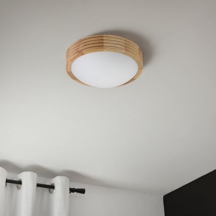 Brilagi - Candeeiro de tecto LED CARVALHO MODERN SLIM 1xE27/60W/230V Ø 27,5 cm acabamento em carvalho