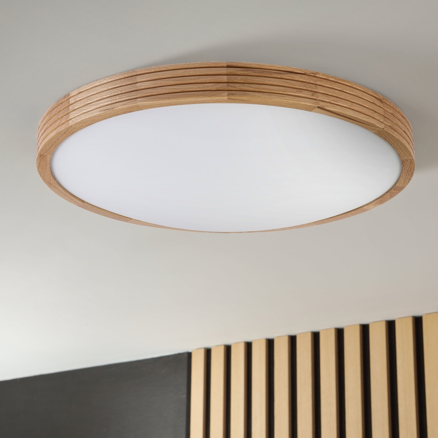 Brilagi - Candeeiro de teto LED CARVALHO MODERN SLIM 3xE27/60W/230V, diâmetro 47,5 cm, acabamento carvalho