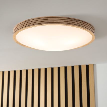 Brilagi - Candeeiro de teto LED CARVALHO MODERN SLIM 3xE27/60W/230V, diâmetro 47,5 cm, acabamento carvalho