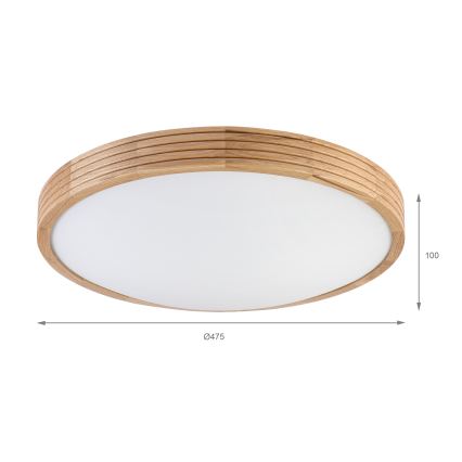 Brilagi - Candeeiro de teto LED CARVALHO MODERN SLIM 3xE27/60W/230V, diâmetro 47,5 cm, acabamento carvalho