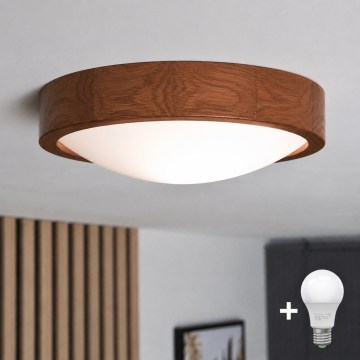 Brilagi - candeeiro de tecto LED CARVALHO SLIM 1xE27/15W/230V carvalho/cerejeira diâmetro 27 cm
