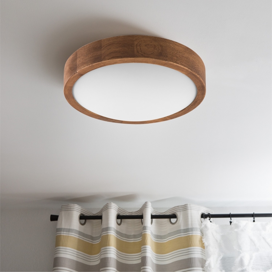 Brilagi - candeeiro de tecto LED CARVALHO SLIM 1xE27/15W/230V carvalho/cerejeira diâmetro 27 cm