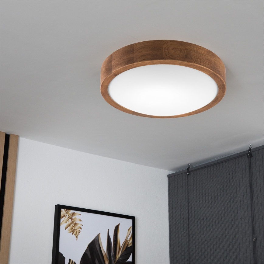Brilagi - candeeiro de tecto LED CARVALHO SLIM 1xE27/15W/230V carvalho/cerejeira diâmetro 27 cm