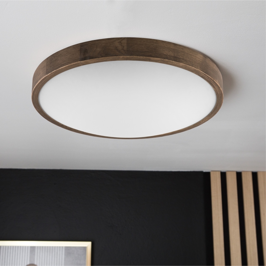 Brilagi - Candeeiro de tecto LED CARVALHO SLIM 3xE27/15W/230V, acabamento carvalho-nogueira, Ø 47 cm