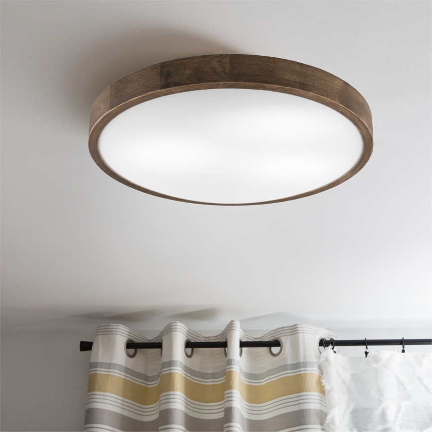 Brilagi - Candeeiro de tecto LED CARVALHO SLIM 3xE27/15W/230V, acabamento carvalho-nogueira, Ø 47 cm