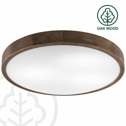 Brilagi - Candeeiro de tecto LED CARVALHO SLIM 3xE27/15W/230V, acabamento carvalho-nogueira, Ø 47 cm
