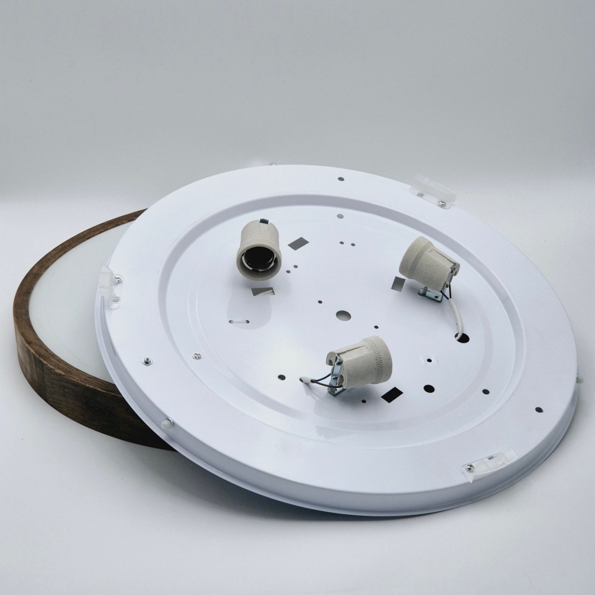 Brilagi - Candeeiro de tecto LED CARVALHO SLIM 3xE27/15W/230V, acabamento carvalho-nogueira, Ø 47 cm