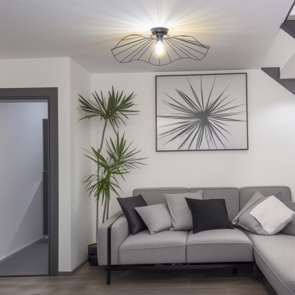 Brilagi - Candeeiro de tecto LED de montagem em superfície CERIA WIRE 1xE27/40W/230V diâmetro 80 cm preto