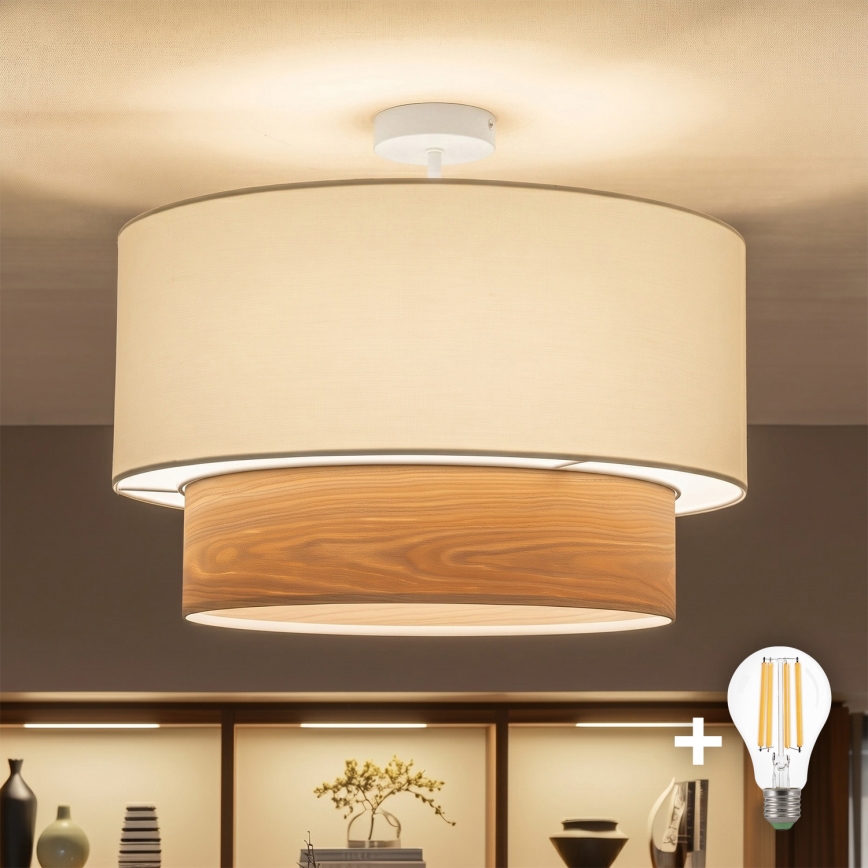Brilagi - Candeeiro de tecto LED de montagem superficial CERIA 1xE27/60W/230V diâmetro 50 cm branco/bege