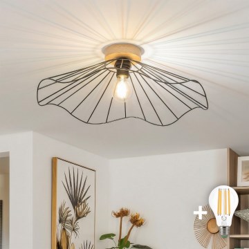 Brilagi - Candeeiro de tecto LED de montagem superficial CERIA WIRE 1xE27/40W/230V Ø 60 cm preto/carvalho