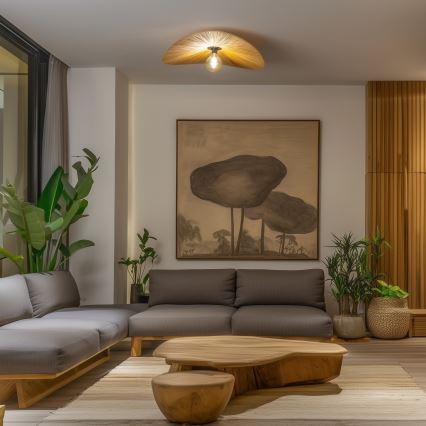 Brilagi - Candeeiro de tecto LED de sobrepor CERIA BOHO 1xE27/40W/230V Ø 80 cm, ráfia